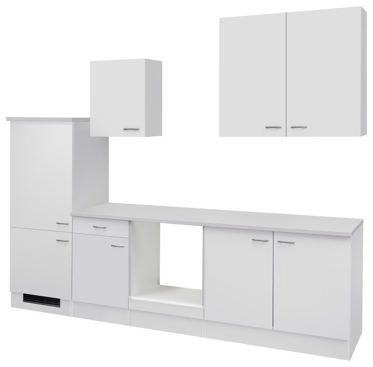 Küchenzeile Wito ohne Geräte 270 cm Weiß - Hellgrau/Weiß, KONVENTIONELL, Holzwerkstoff (270cm) - FlexWell