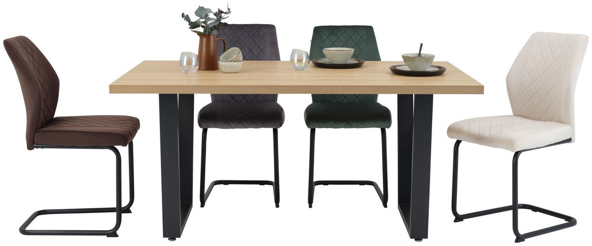 Esstisch Rudi 160x90cm Naturfarben/Schwarz - Schwarz/Naturfarben, MODERN, Holzwerkstoff/Metall (160/75/90cm)