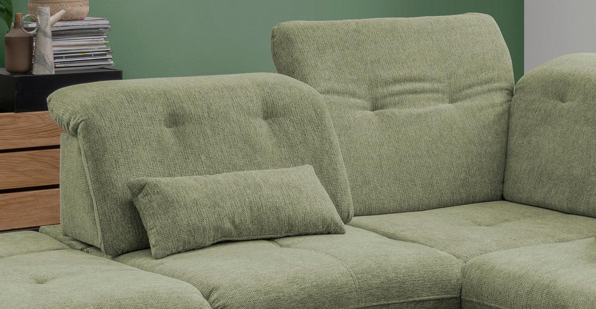 Ecksofa mit Schlaffunktion Dalida Grün Chenille - Chromfarben/Grün, Design, Textil (254/280cm) - Livetastic