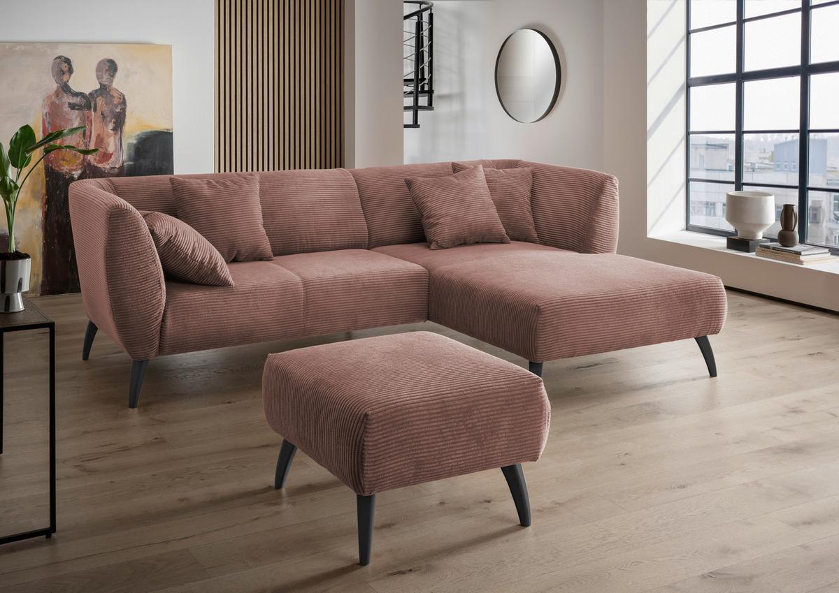 Ecksofa Colori Rosa S: 264/160 Cm - Schwarz/Rosa, MODERN, Holz/Textil (264/160cm) - MID.YOU