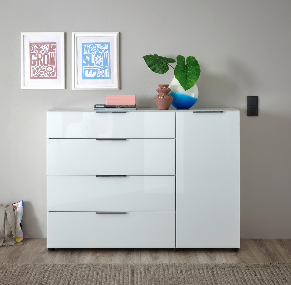 KOMODA SIENA -EXKLUSIV- - čierna/biela, Modern, kov/kompozitné drevo (135/99/40cm) - Mömax