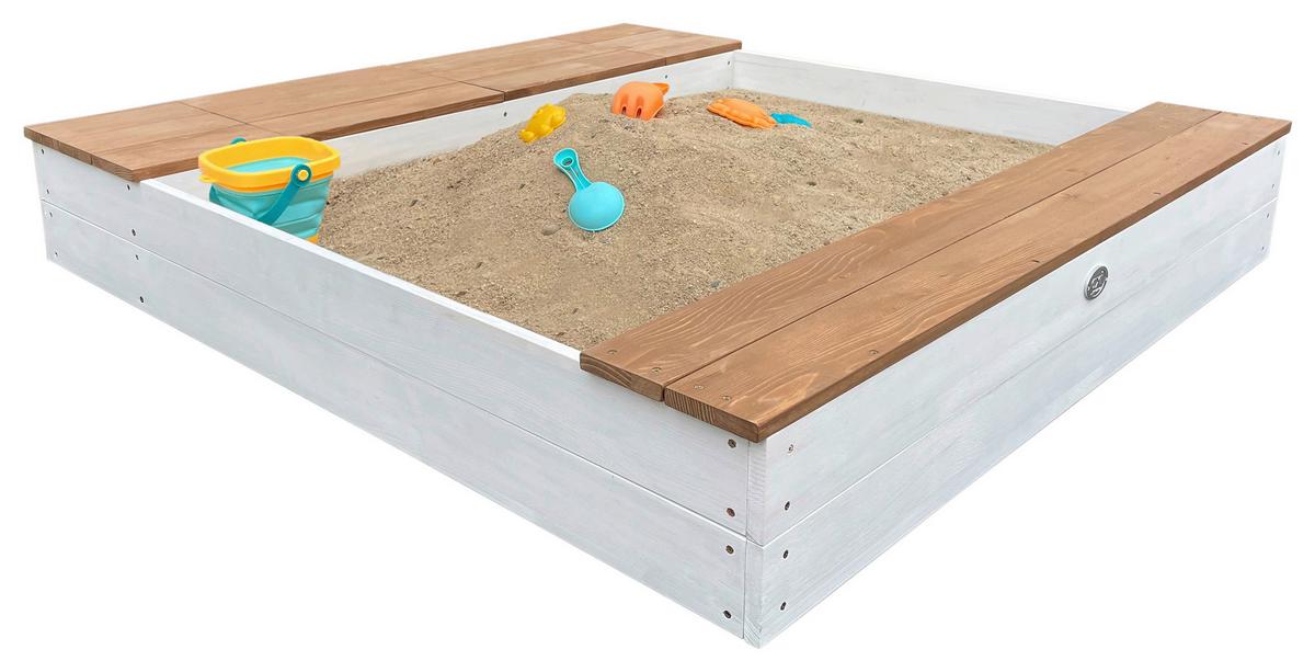 Sandkasten A031.016.01 - Braun/Weiß, KONVENTIONELL, Holz (117/18,7/119cm) - Ambia Garden