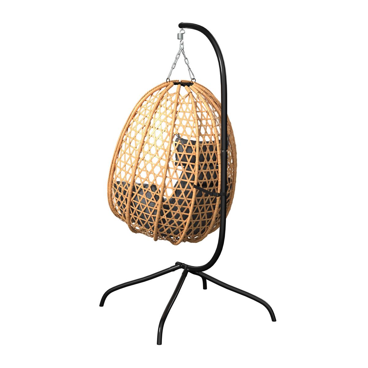 Hängesessel Lena - Schwarz/Naturfarben, MODERN, Kunststoff/Textil (105/198/104cm) - Beldano