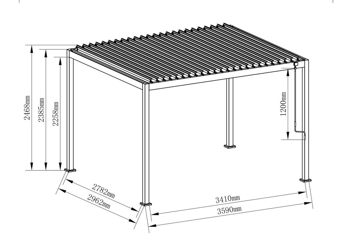 Pergola Origin +90 Ca. 3x3,6m Aluminium,lamellen Verstellbar - Anthrazit, Basics, Metall (359/296/238cm) - Gardenson