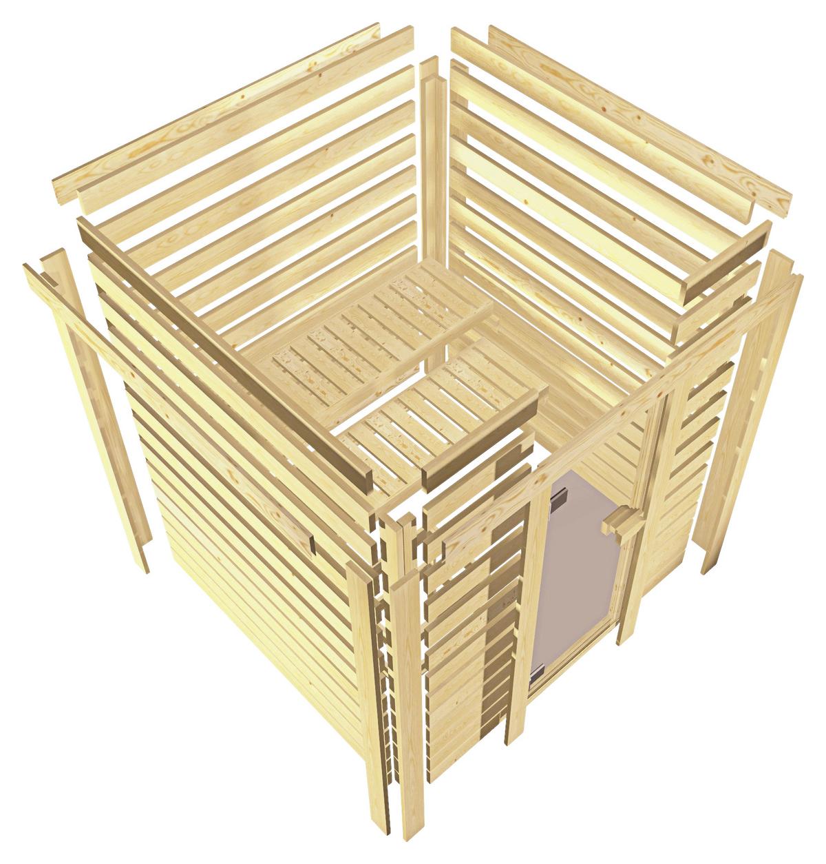 Sauna Marseille 1 Mit Int. Steuerung 196x187x196 Cm - Naturfarben, Basics, Holz (196/187/196cm) - Karibu