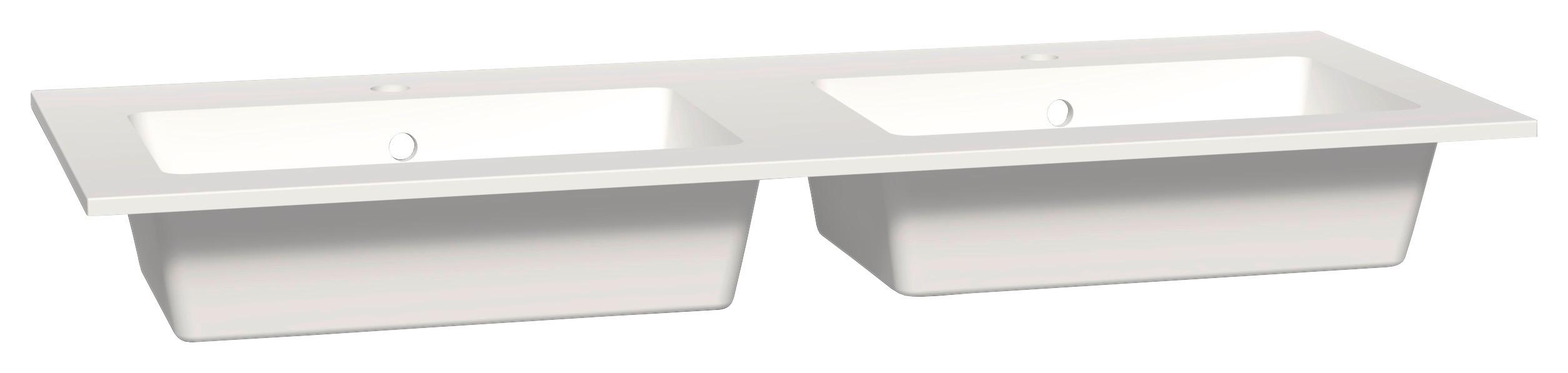 Doppelwaschbecken Weiss Hochglanz, B: 121 cm