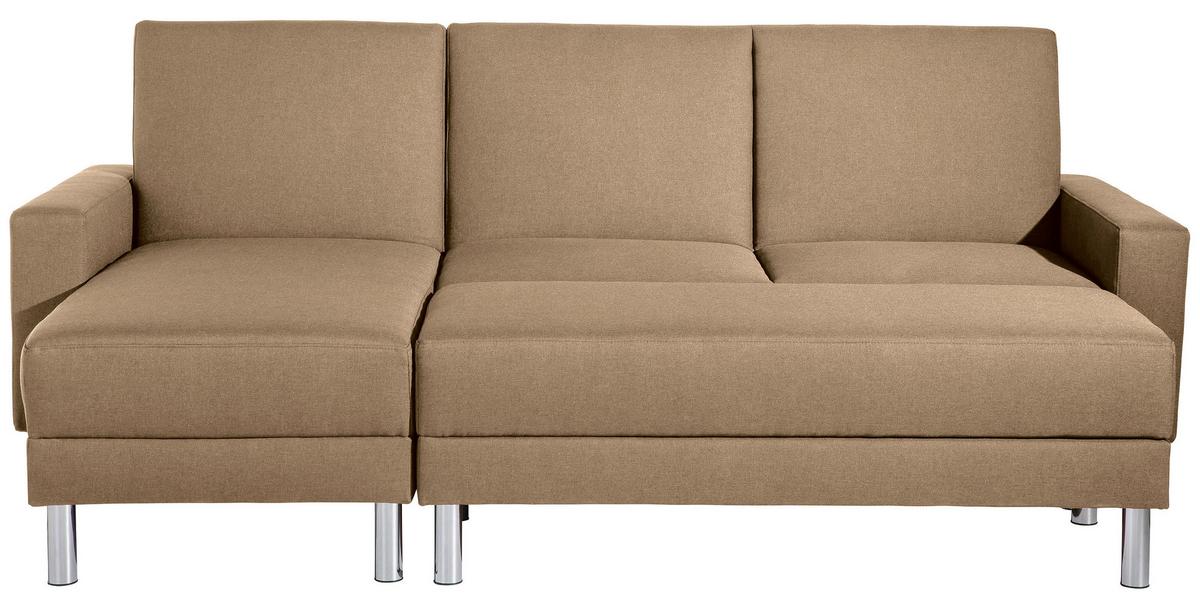 Ecksofa mit Schlaffunktion Just Fashion Sandfarben - Sandfarben/Chromfarben, KONVENTIONELL, Textil (152/230cm) - Max Winzer