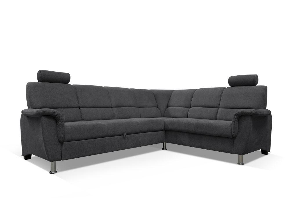 Sedačka MARSYLIA, pravá, tmavě šedá - černá/barvy stříbra, Design, kov/dřevo (270/216cm) - MID.YOU