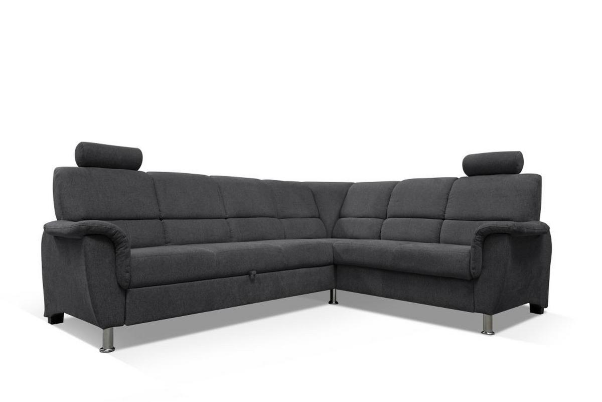 Sedačka MARSYLIA, pravá, tmavě šedá - černá/barvy stříbra, Design, kov/dřevo (270/216cm) - MID.YOU