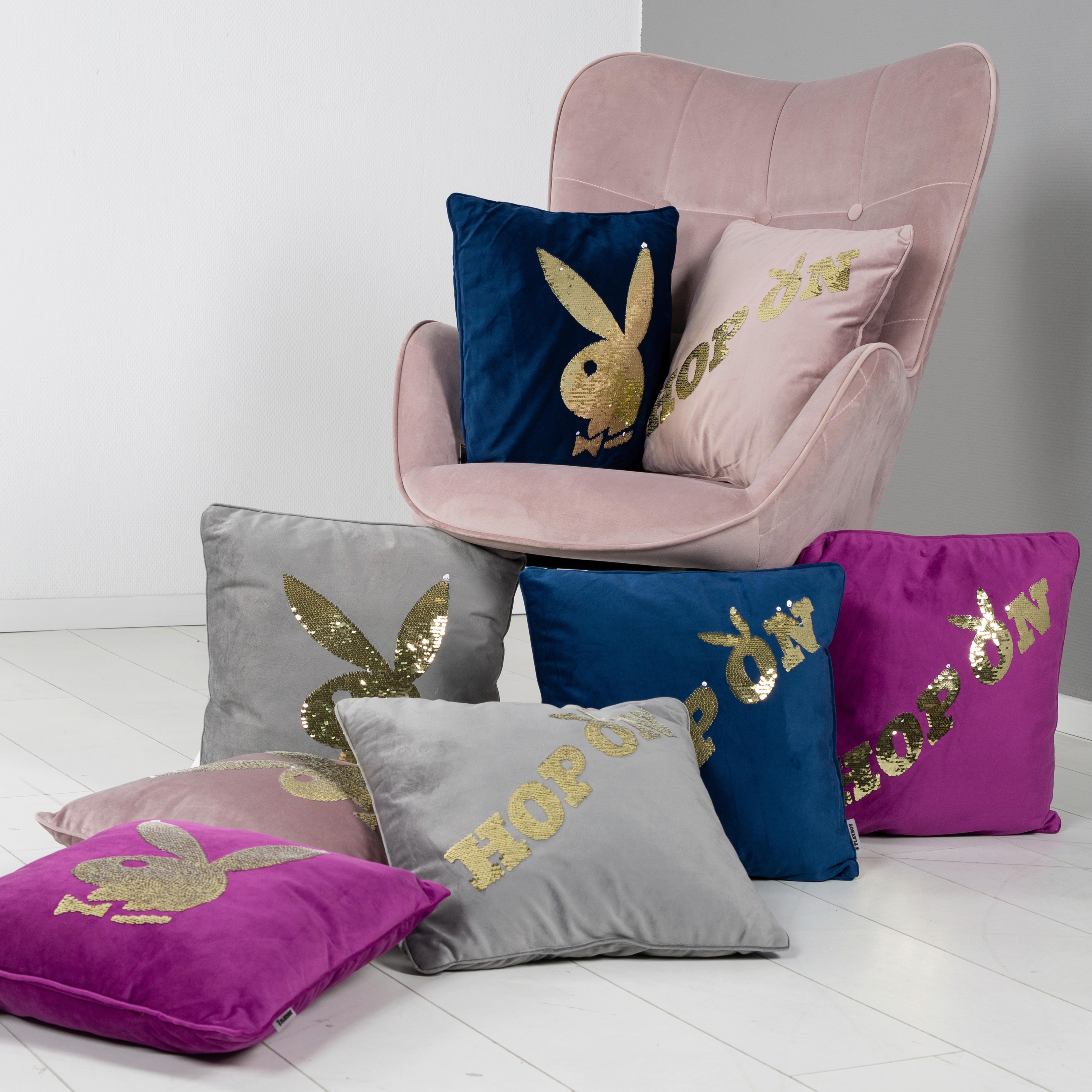 Zierkissen Hop On 40x40 cm Synthetikfaser - Anthrazit, Basics, Textil (40/40cm) - Playboy