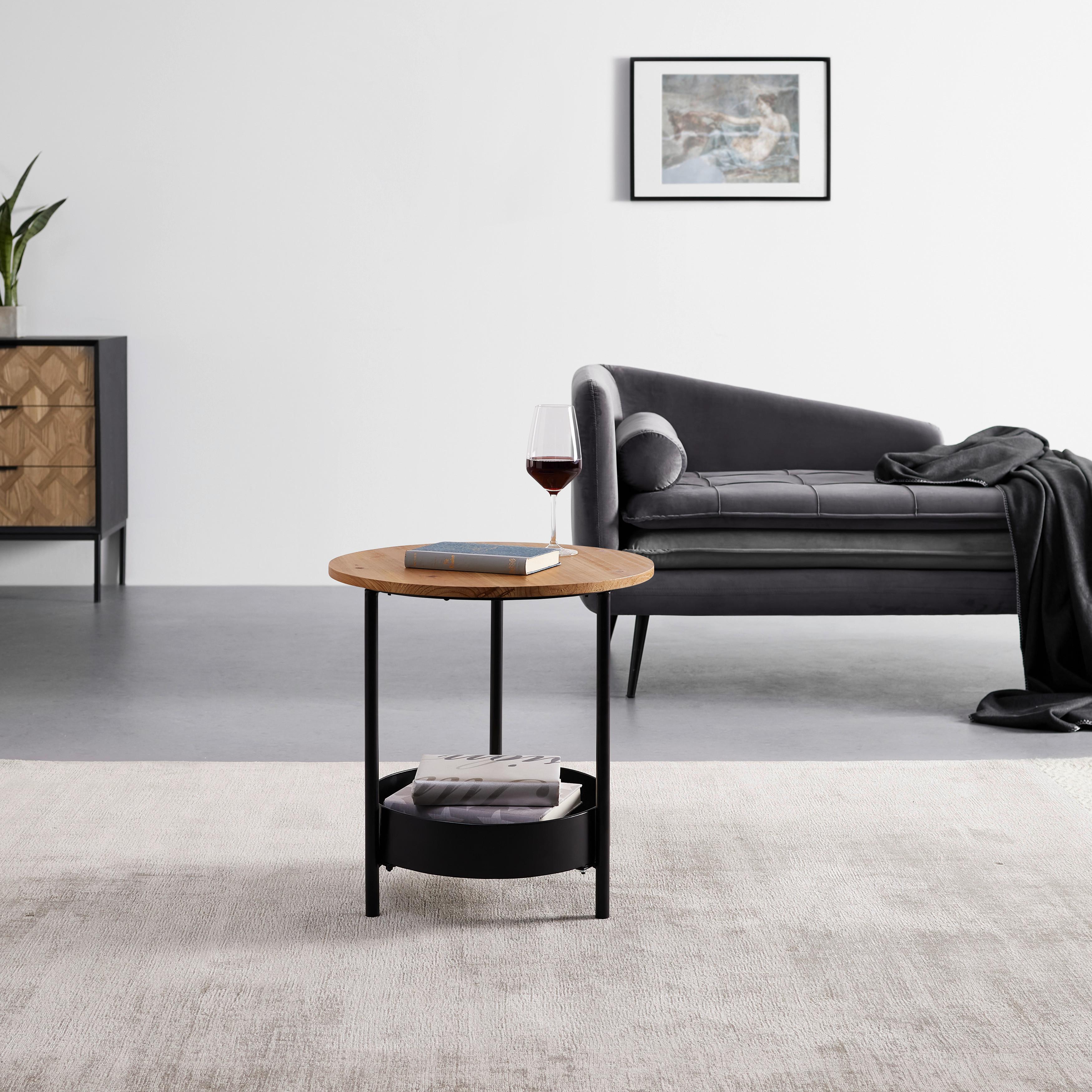 Konferenčný Stolík Ketty Prírodný Svetlý - prírodné farby/čierna, Moderný, kov (51/50/51cm) - Bessagi Home