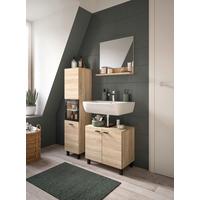 Badezimmer Boston Sonoma Eiche Dekor - Schwarz/Sonoma Eiche, MODERN, Glas/Holzwerkstoff (87cm) - MID.YOU