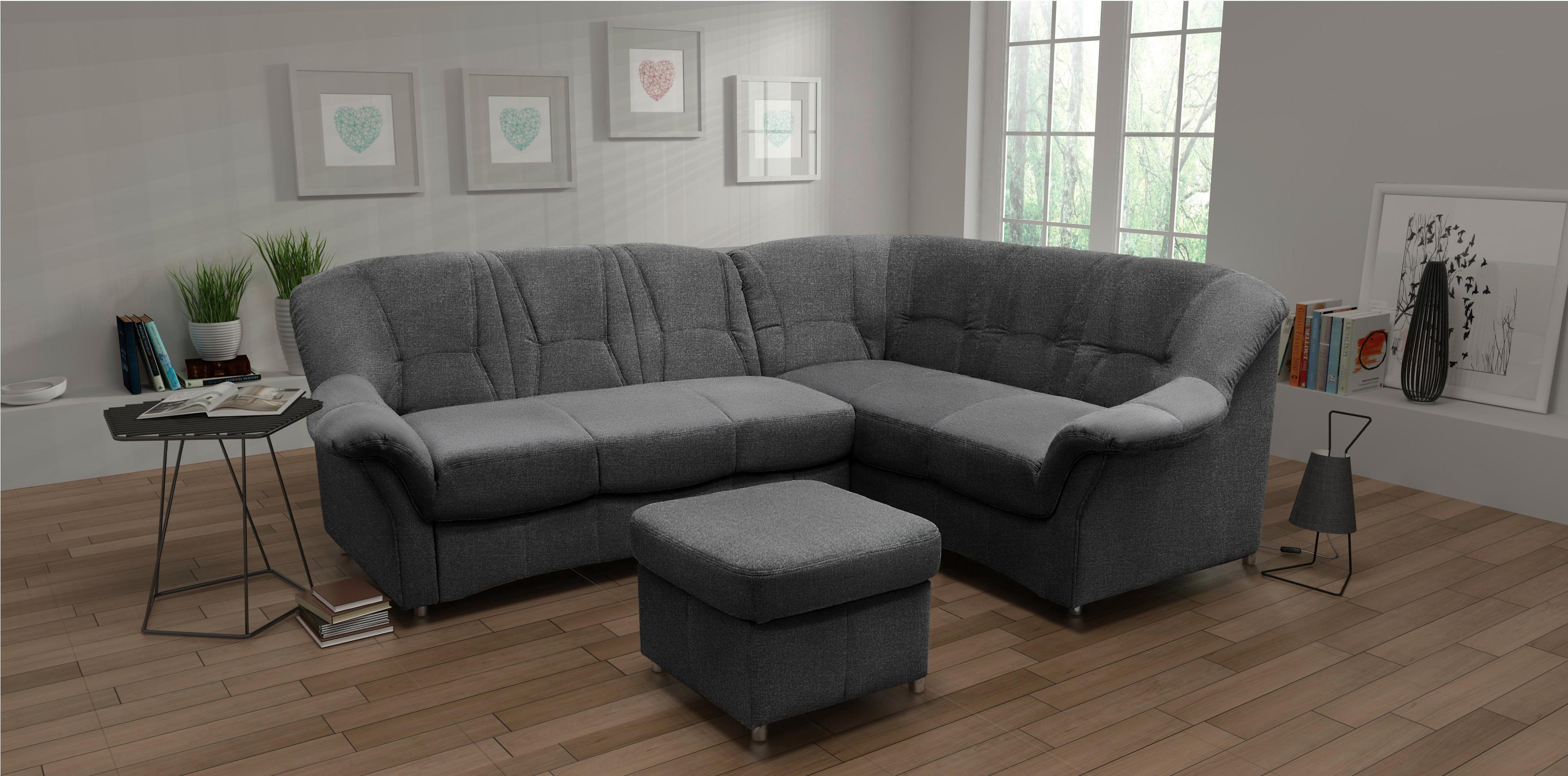 Polsterhocker Papenberg Grau Webstoff H: 40 Cm - Schwarz/Grau, KONVENTIONELL, Textil (60/40/60cm) - MID.YOU