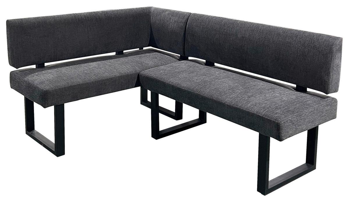 Eckbank Vancouver Grau, Schwarz 125x181 cm - Anthrazit/Schwarz, Design, Textil/Metall (125/181,5cm) - MID.YOU