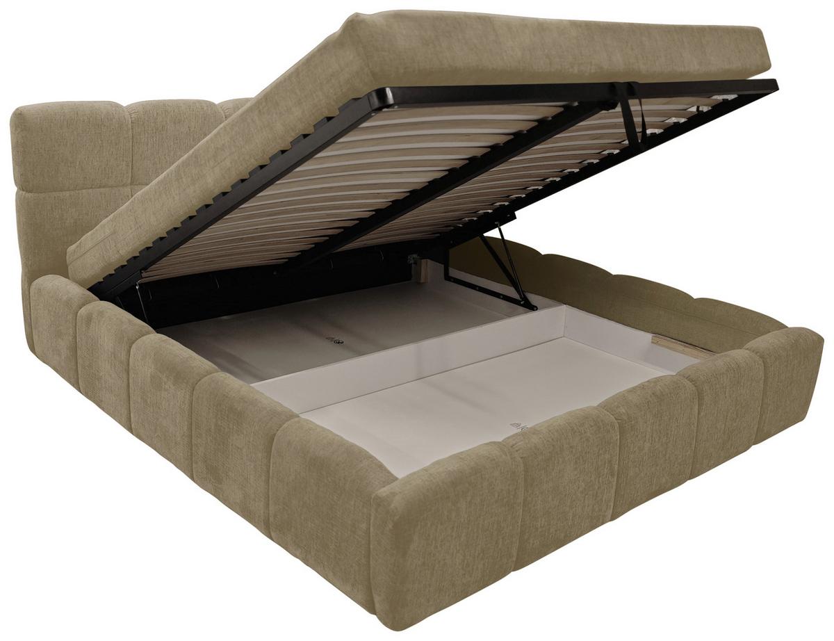 Polsterbett Noe Braun, Lf: 180x200 cm - Schwarz/Braun, Trend, Textil/Metall (180/200cm)