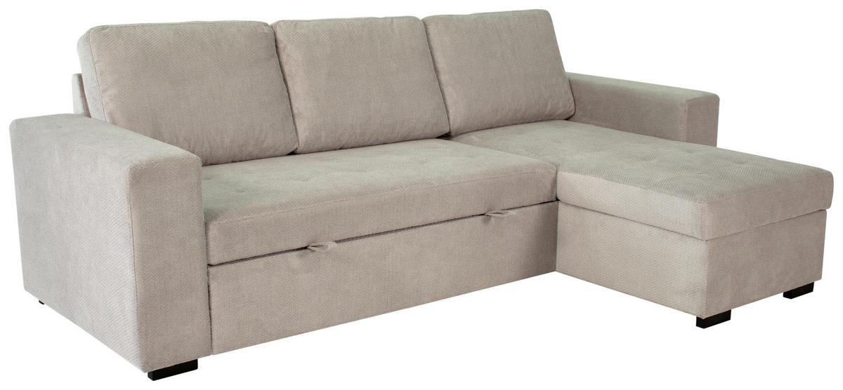 Ecksofa mit Schlaffunktion & Bettkasten Jan Greige - Greige, Trend, Textil (247/155cm)