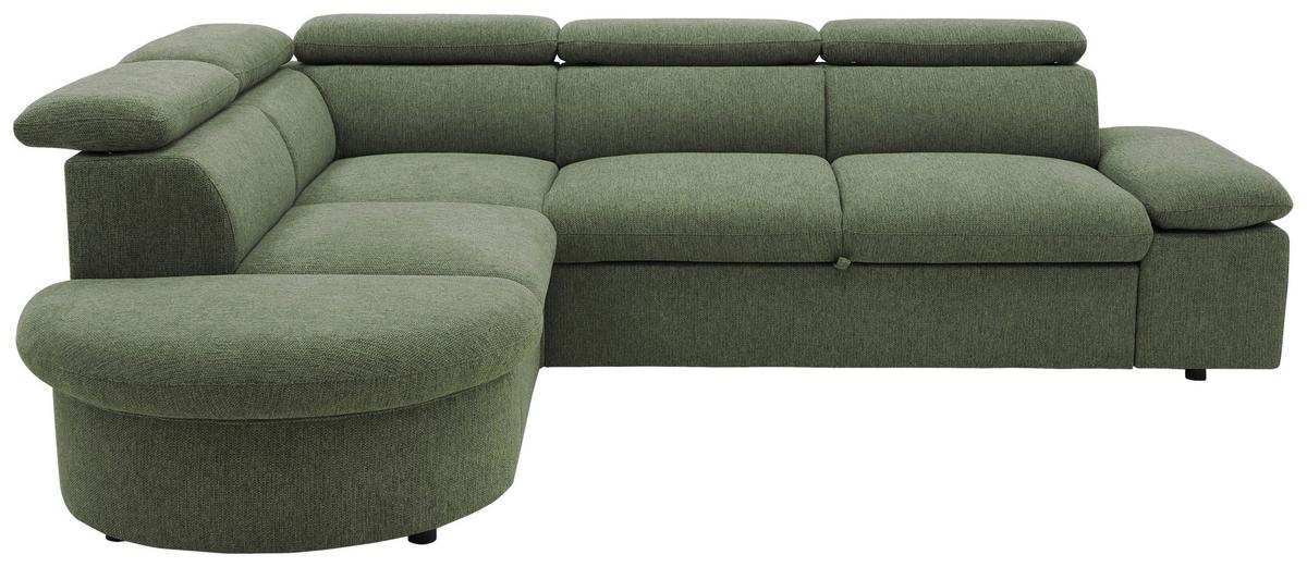Ecksofa Firenze - Schwarz/Olivgrün, Basics, Textil (219/265cm) - MID.YOU