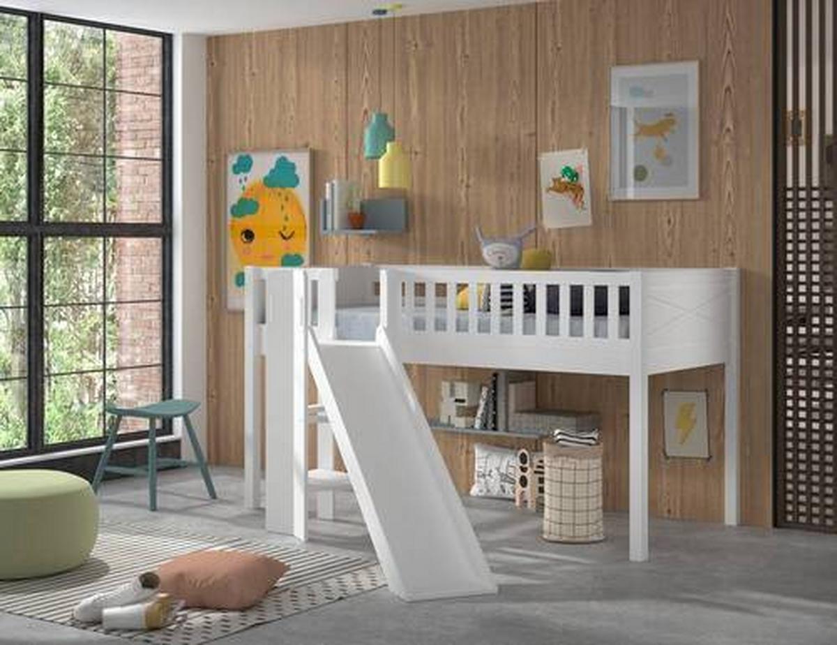 Spielbett Scott - Weiß/Nickelfarben, ROMANTIK / LANDHAUS, Holz (90/200cm) - MID.YOU