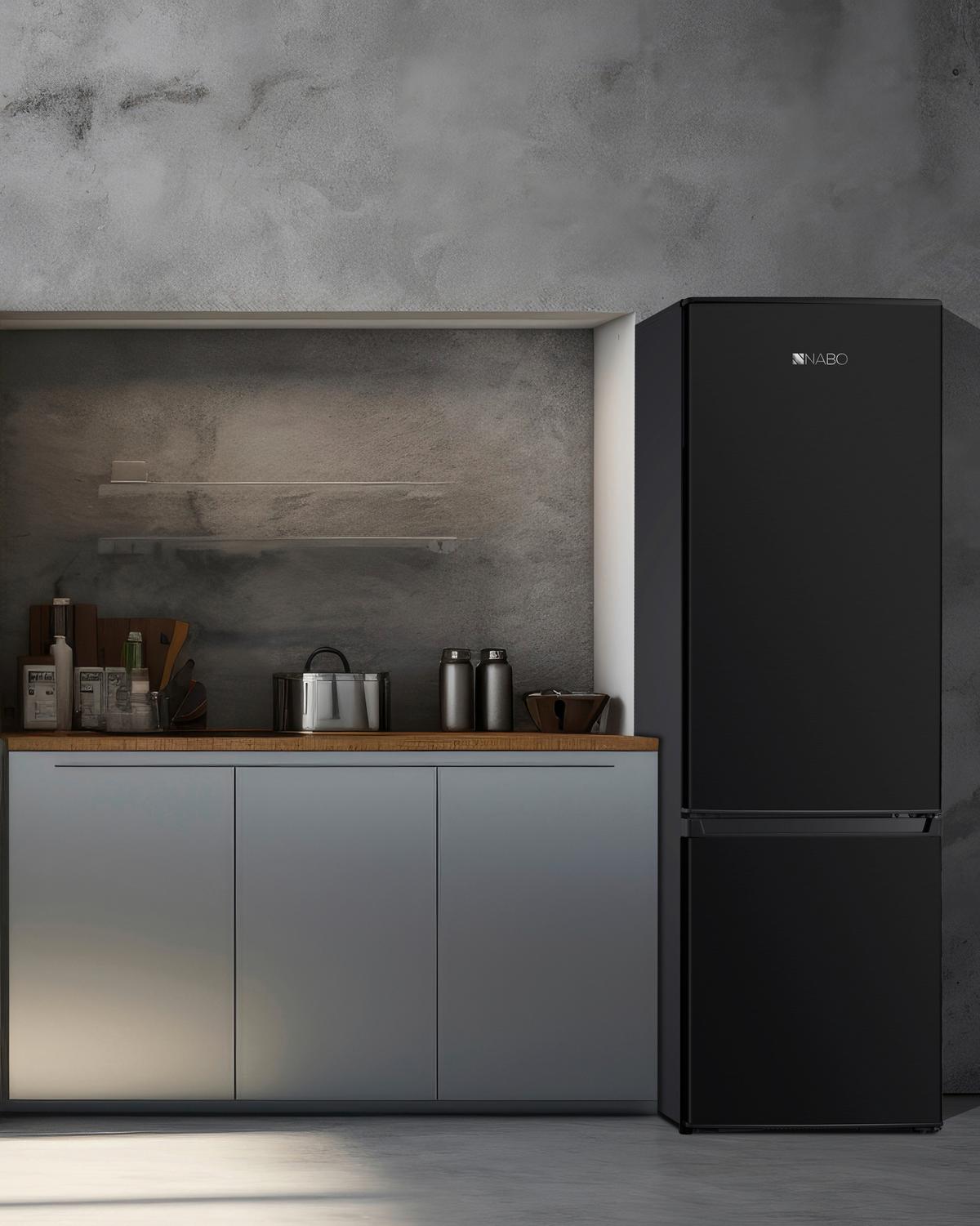 Kühl-Gefrierkombination Kgk 2526 Schwarz 191 + 71 L - Edelstahlfarben/Schwarz, Basics, Glas/Kunststoff (55/180/56cm) - Nabo