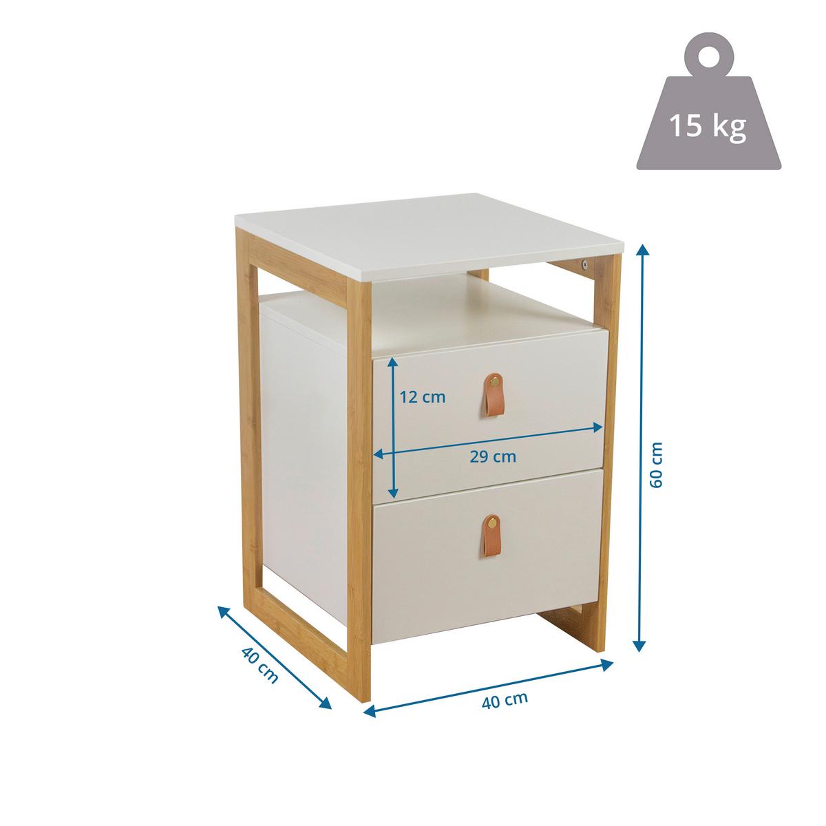 Beistelltisch Tarolo Weiß L: 40cm - Hellbraun/Weiß, MODERN, Holzwerkstoff (40/60/40cm) - MID.YOU