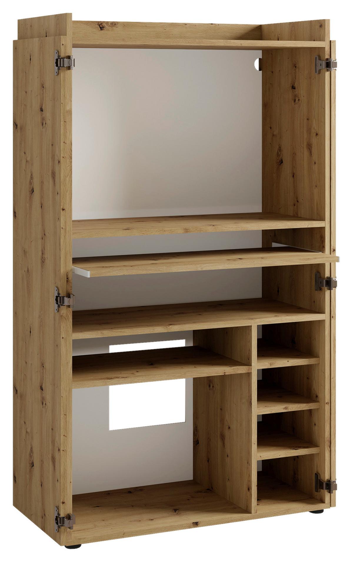 Sekretär Janne - Schwarz/Eiche Artisan, MODERN, Holzwerkstoff (80/40/141cm) - MID.YOU