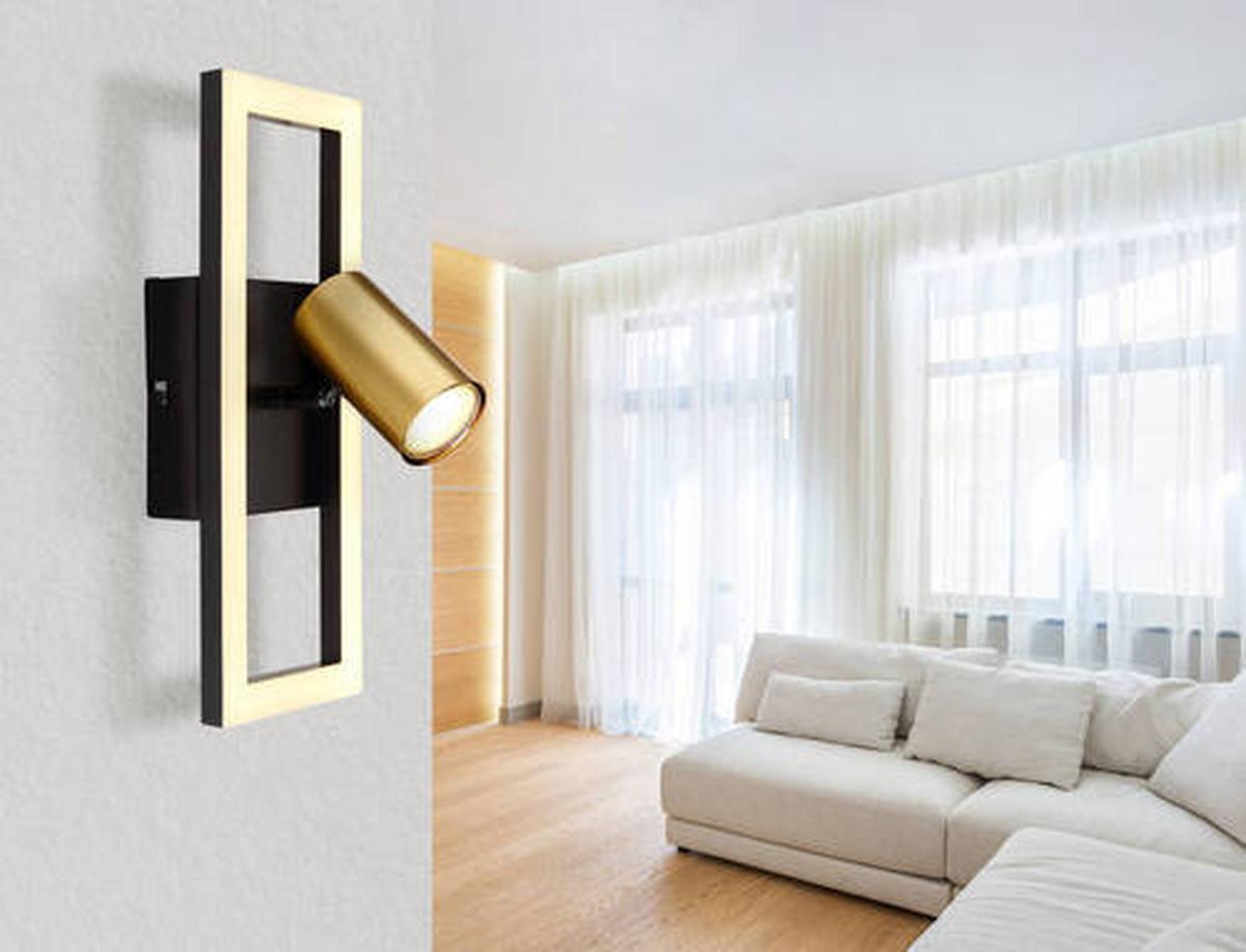 Led-wandleuchte 57032-1 - Messingfarben/Opal, Design, Kunststoff/Metall (13/15/35cm) - Globo