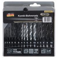 Bohrersatz 16-Tlg. Ø 2-10 mm Holz/Stein/Metall - Silberfarben/Graphitfarben, KONVENTIONELL, Metall