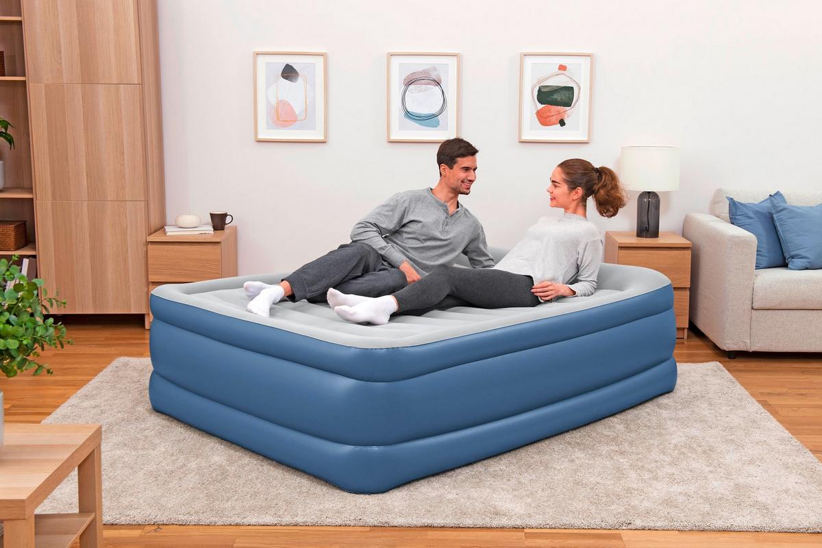 Luftbett Stefan 203x152x61 cm Bis 300kg, inkl. Pumpe - Dunkelblau/Grau, KONVENTIONELL, Kunststoff/Metall (203/152/61cm) - Bestway