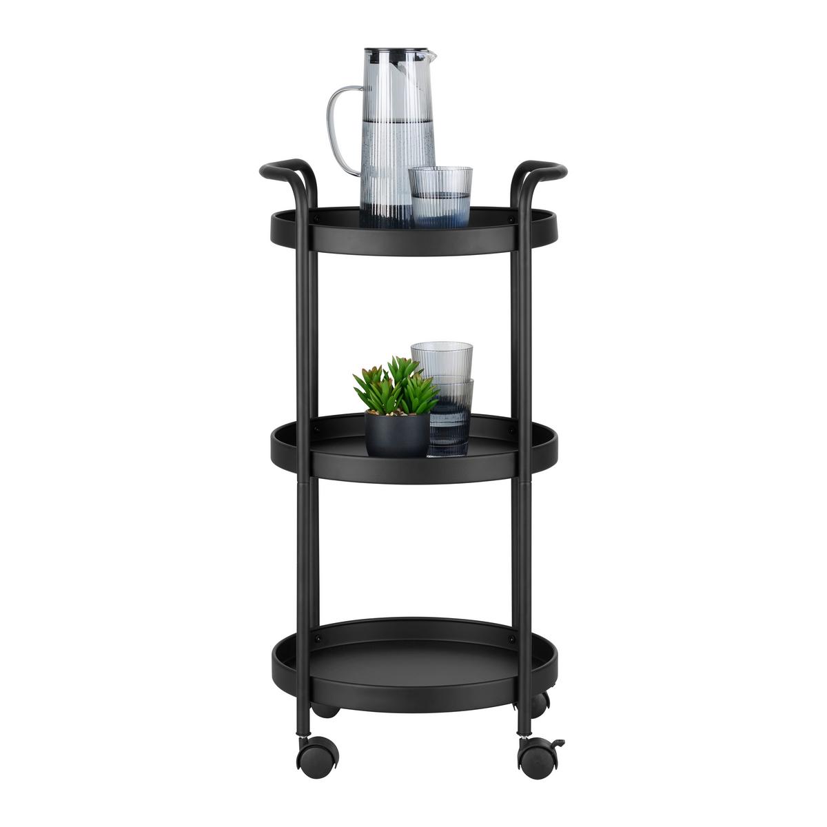Servírovací vozík Justus, čierny kov, š: 40cm - čierna, Modern, kov/plast (39,5/72,5/35,5cm) - Mömax