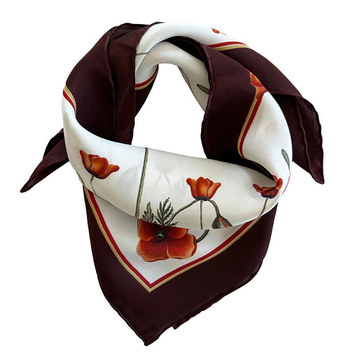 Seidenschal Poppy Naturfaser, Rot - Rot, Basics, Textil (50/50cm)