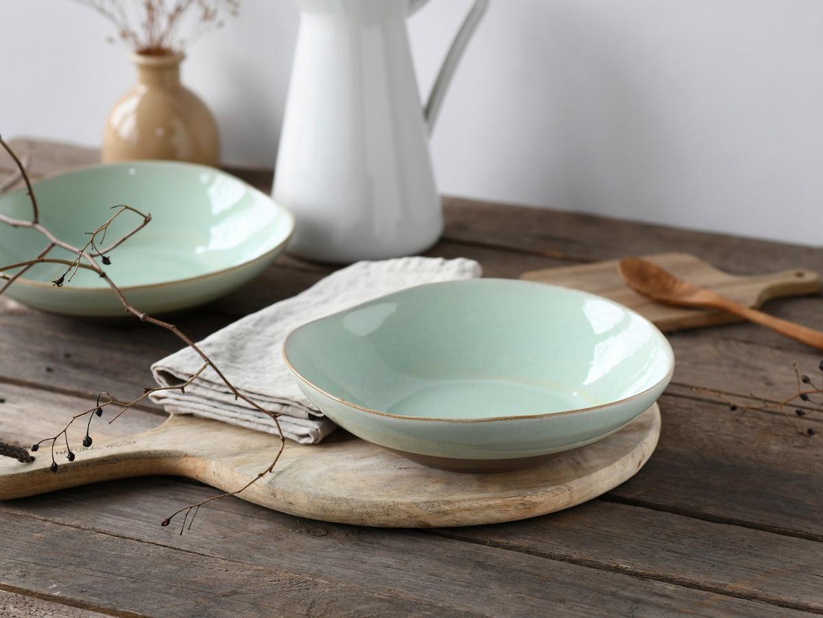 Schüsselset 19677 Bas. Bio Salbei, Pasta - Salbeigrün, Trend, Keramik (22,5cm) - Creatable