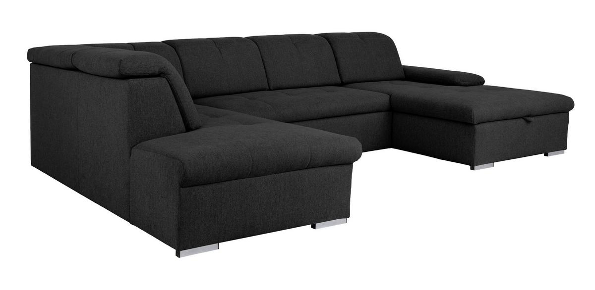 Wohnlandschaft Ramzes Schwarz U: 215x328x173 cm - Schwarz/Grau, Design, Textil (215/328/173cm) - MID.YOU