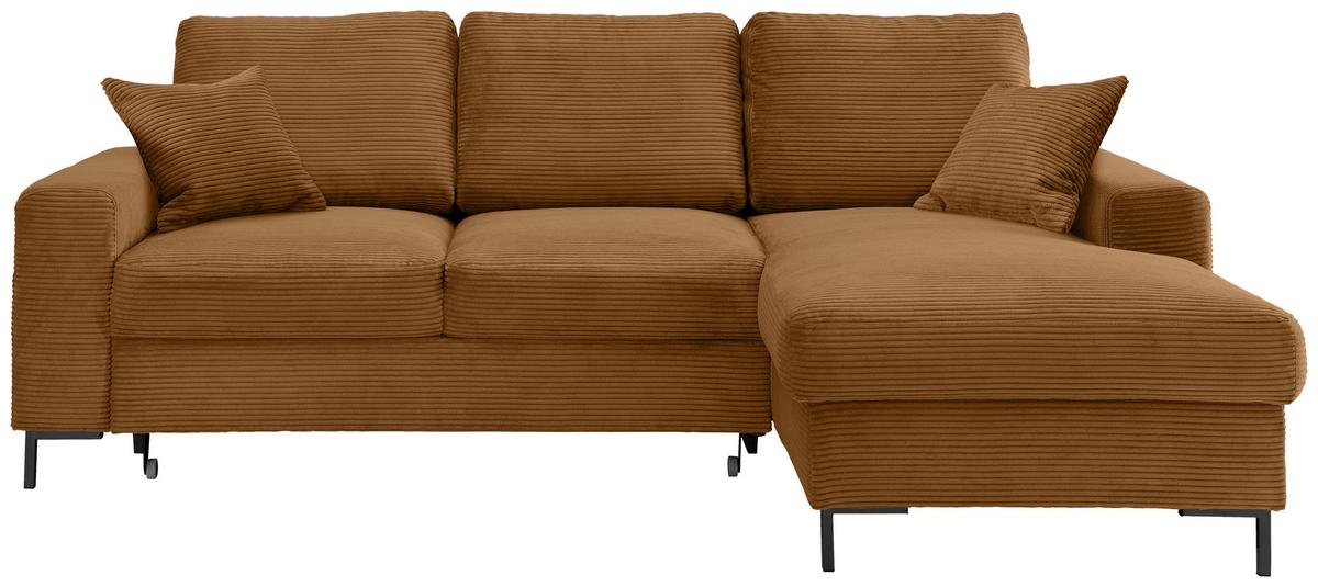 Eckschlafsofa Zona, Goldfarben S: 237x143 Cm - Goldfarben/Schwarz, KONVENTIONELL, Textil (237/143cm) - Livetastic