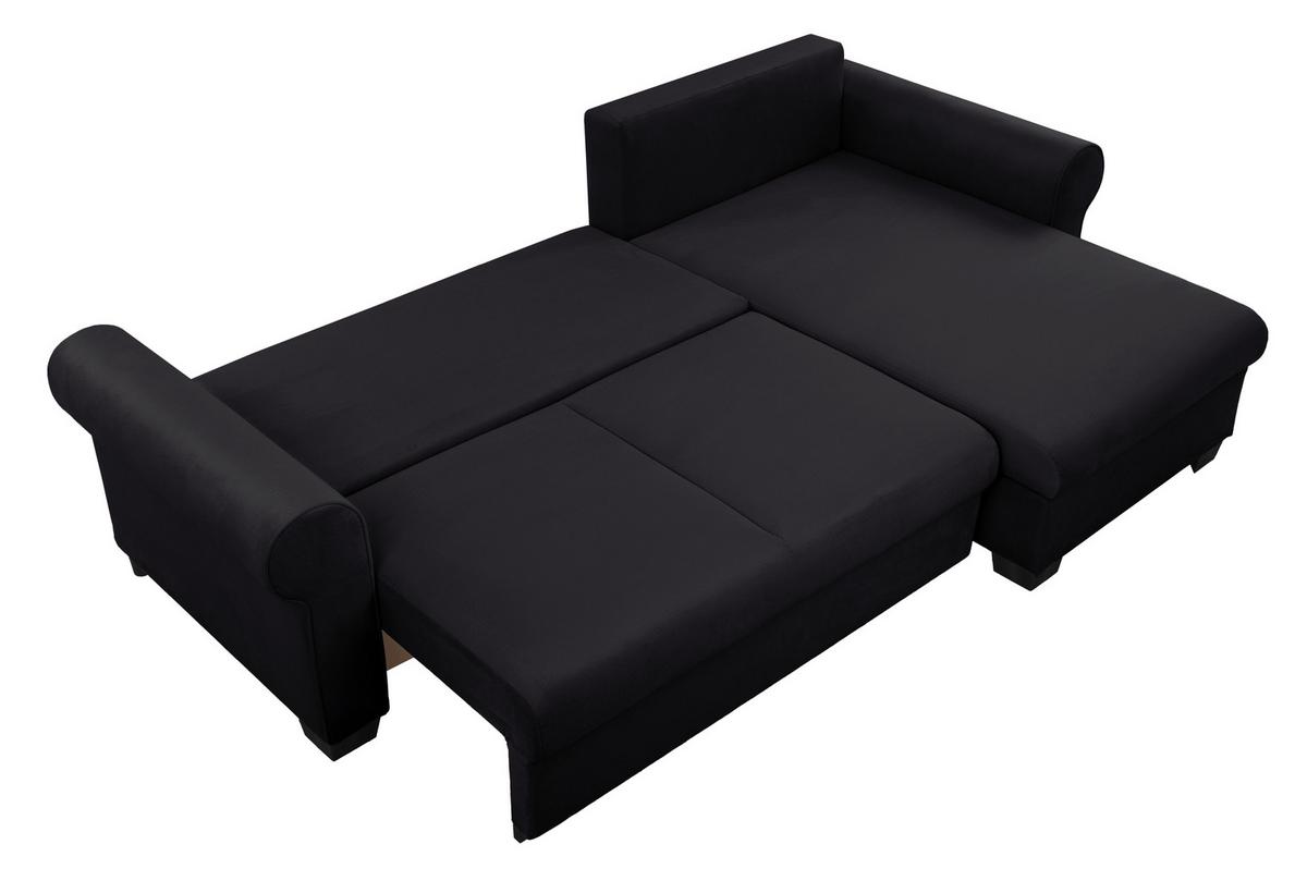 Ecksofa Arles Schwarz 25 S: 266x161 Cm - Buchefarben/Schwarz, Design, Textil (266/161cm) - MID.YOU