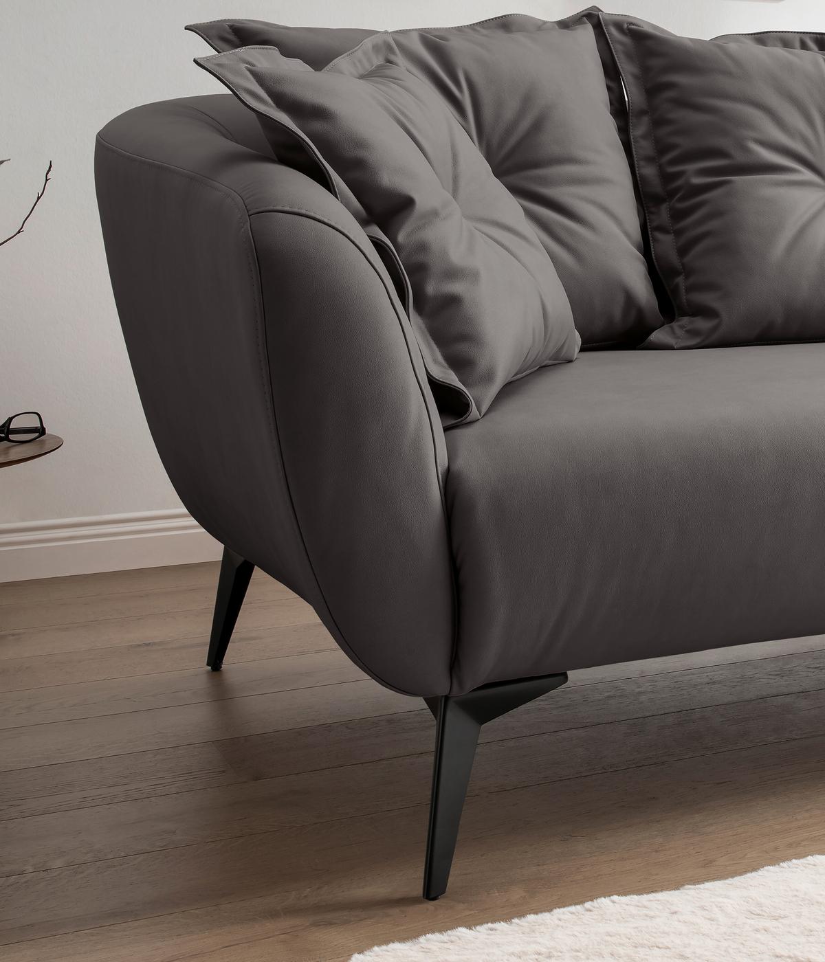 Ecksofa Baggio Anthrazit S: 277x162 cm - Anthrazit/Schwarz, MODERN, Textil (277/162cm) - Livetastic