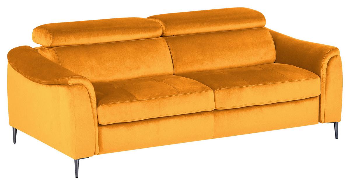 Schlafsofa Pafos Gelb B: 203 cm - Chromfarben/Gelb, Design, Textil (203/77-98/103cm) - MID.YOU