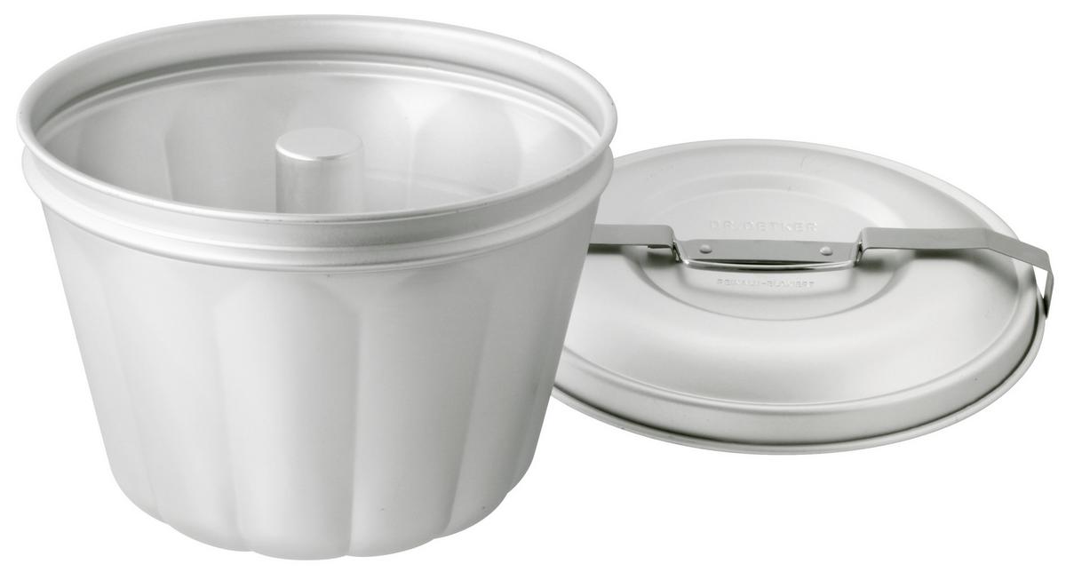 Wasserbadform Rund DxH: 21x16,5 cm mit Deckel - Silberfarben, Basics, Metall (21/16,5cm) - Dr.Oetker