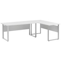 Schreibtisch Schreib+beistellt. 1600 - Silberfarben/Hellgrau, MODERN, Holzwerkstoff/Metall (160/235/73,2cm) - MID.YOU