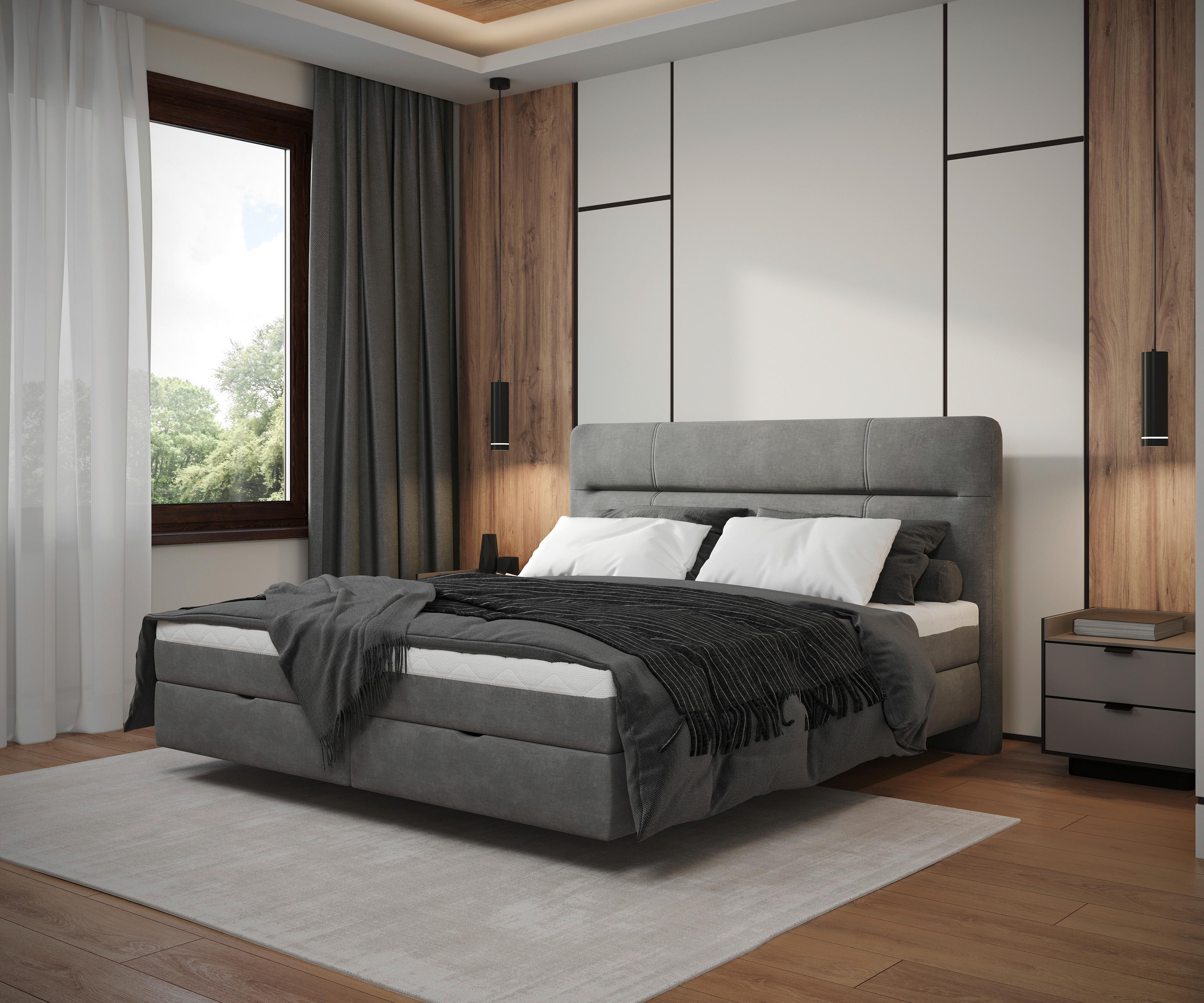 Boxbett Adriano 180x200 Cm Grau - Grau, MODERN, Holz/Holzwerkstoff (180/200cm) - MID.YOU