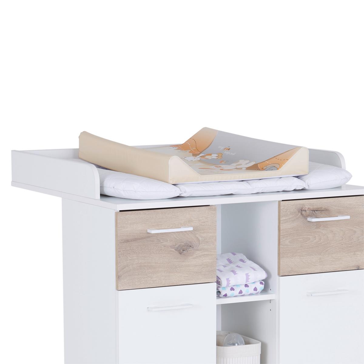 Pelenkázó Komód Alex - tölgyfa színű/fehér, Konventionell, faalapú anyag (89/101/78cm)