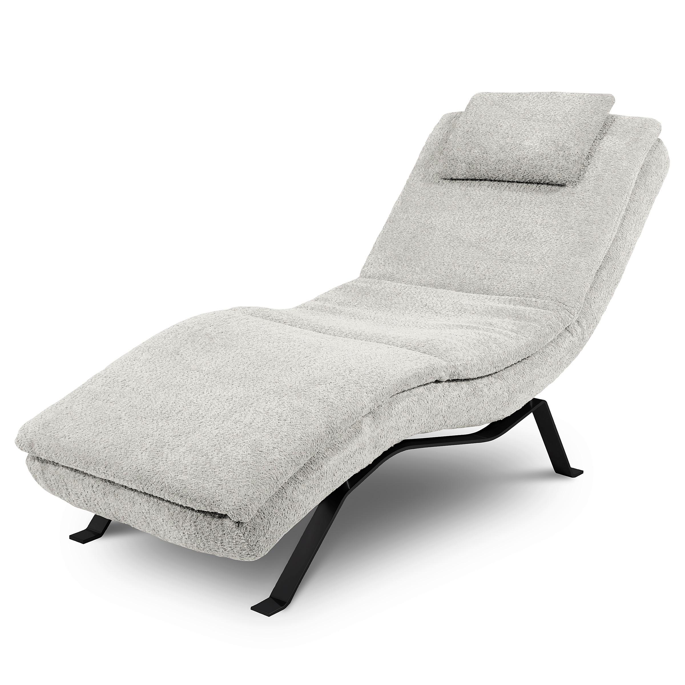Relaxliege Black Hellgrau, B: 65cm - Hellgrau/Schwarz, Design, Leder (65/95/171cm) - Celina Home