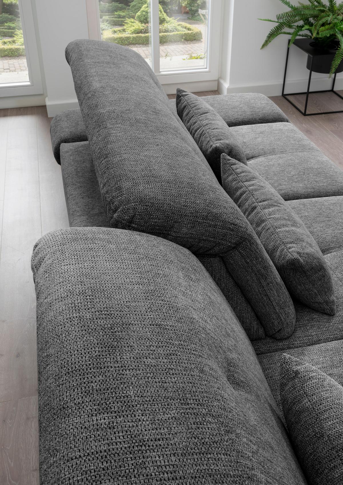 Ecksofa Dalida Anthrazit S: 196x300 cm - Chromfarben/Anthrazit, Design, Textil (196/300cm) - Livetastic