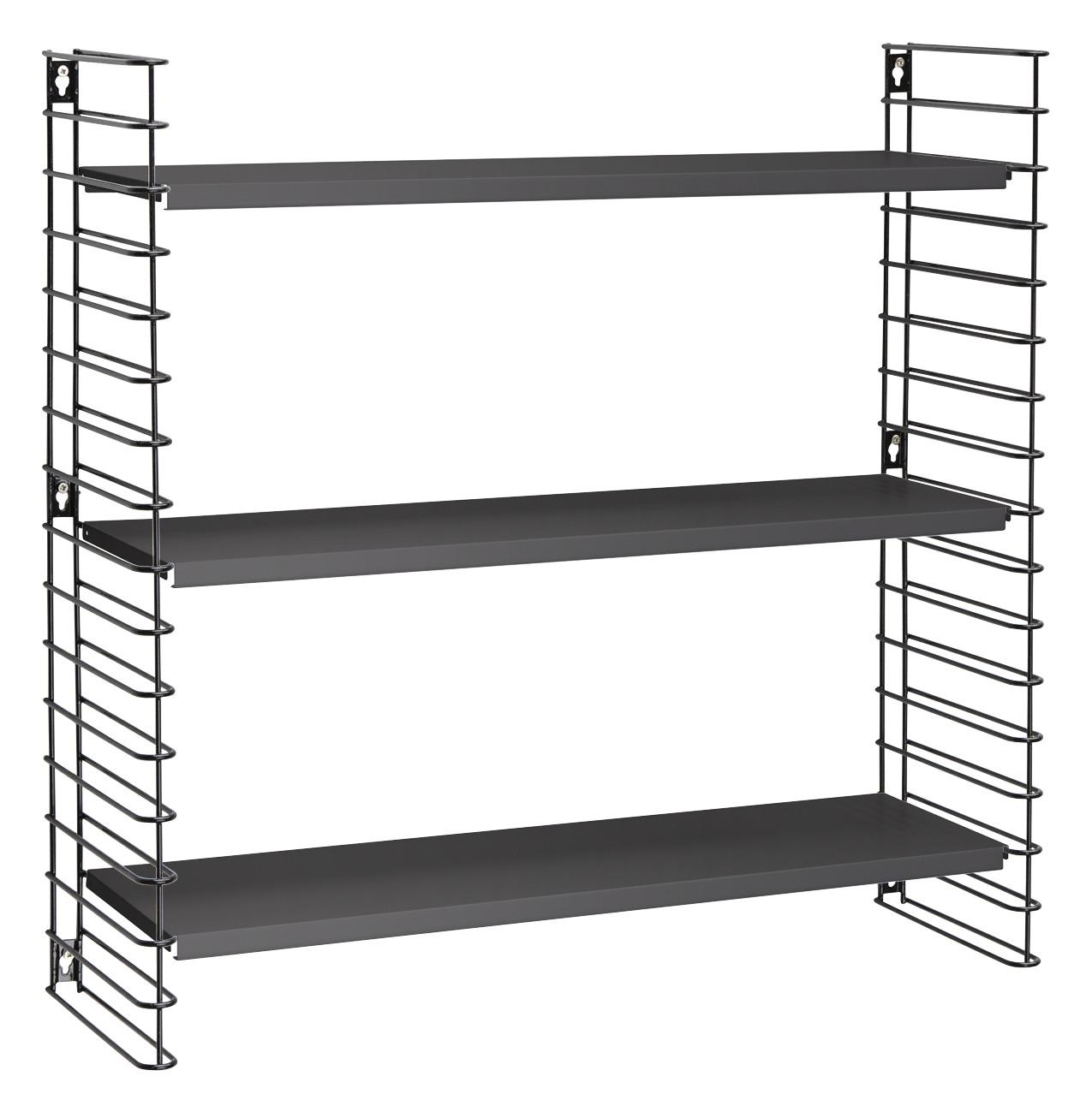 Wandregal Tomado B: 70 cm Schwarz Metall 3 Fächer - Schwarz, KONVENTIONELL, Metall (70/68/21cm) - Tomado