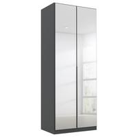 Drehtürenschrank Mit Spiegel B: 91 cm Alabama, Grau - Silberfarben/Grau, MODERN, Holzwerkstoff (91/229/54cm) - Rauch Möbel