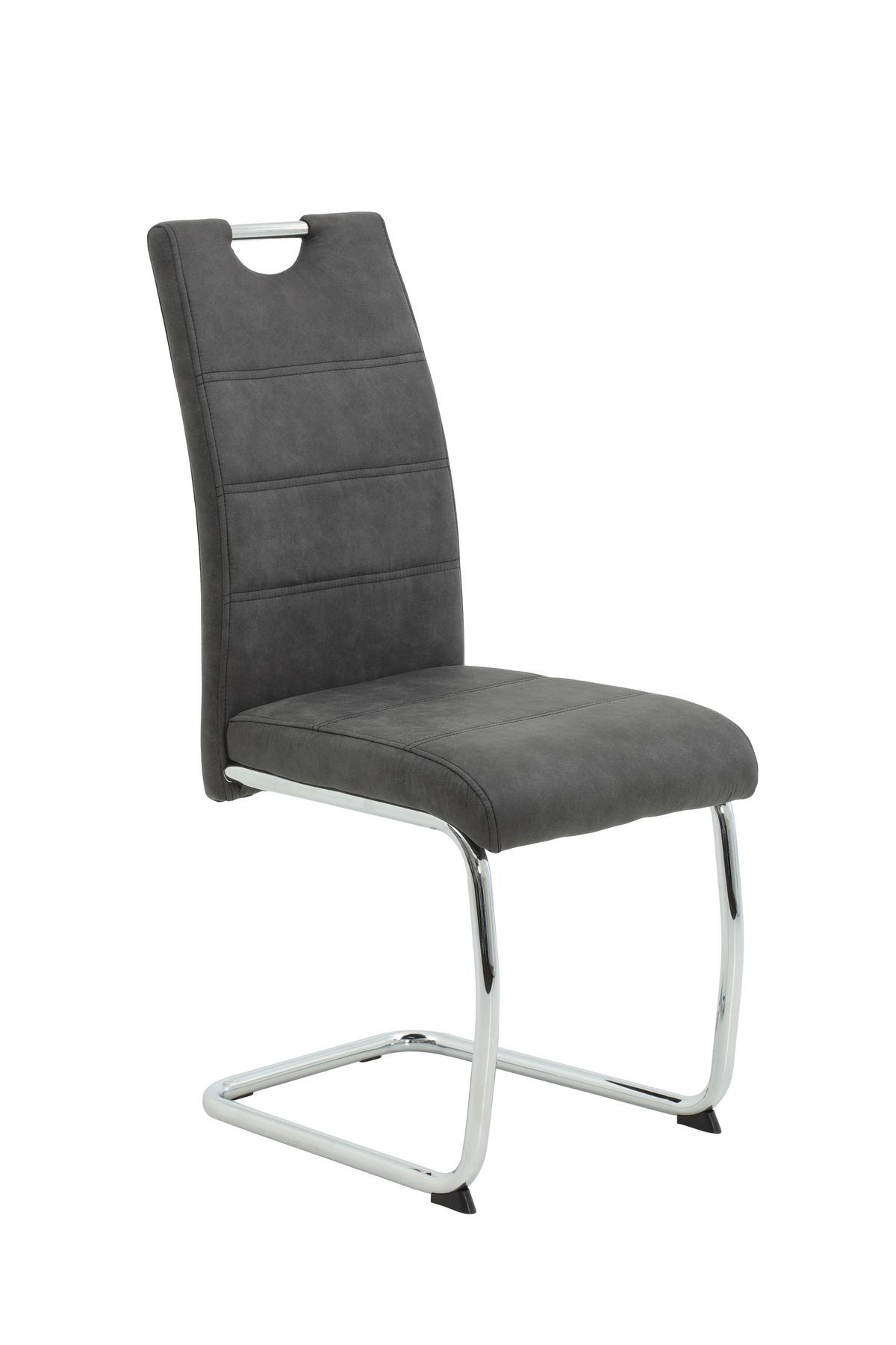 Schwingstuhl-set Flora Anthrazit B: 43 Cm - Chromfarben/Anthrazit, MODERN, Textil/Metall (43/98/59cm) - MID.YOU