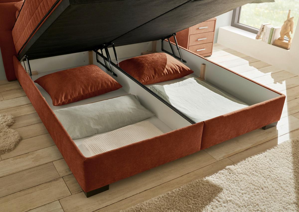 Boxbett Nagol A - Cognac/Schwarz, MODERN, Holzwerkstoff/Textil (160/200cm) - MID.YOU