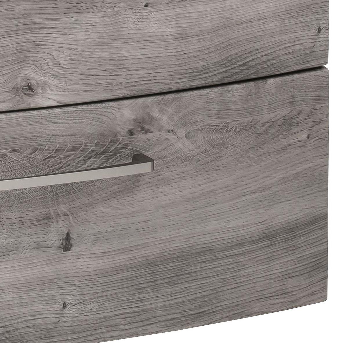 Waschbecken mit Unterschrank Stockholm B: 80cm, Grau Dekor - Eichefarben/Grau, KONVENTIONELL, Glas/Holzwerkstoff (80cm) - Held