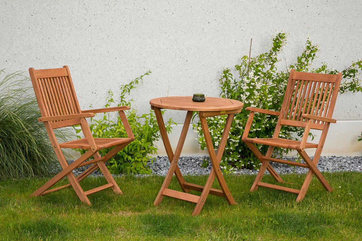 Gartentisch Klappbar Eukalyptusholz Ø 80 Cm - Naturfarben, KONVENTIONELL, Holz (80/75/80cm) - Gardenson