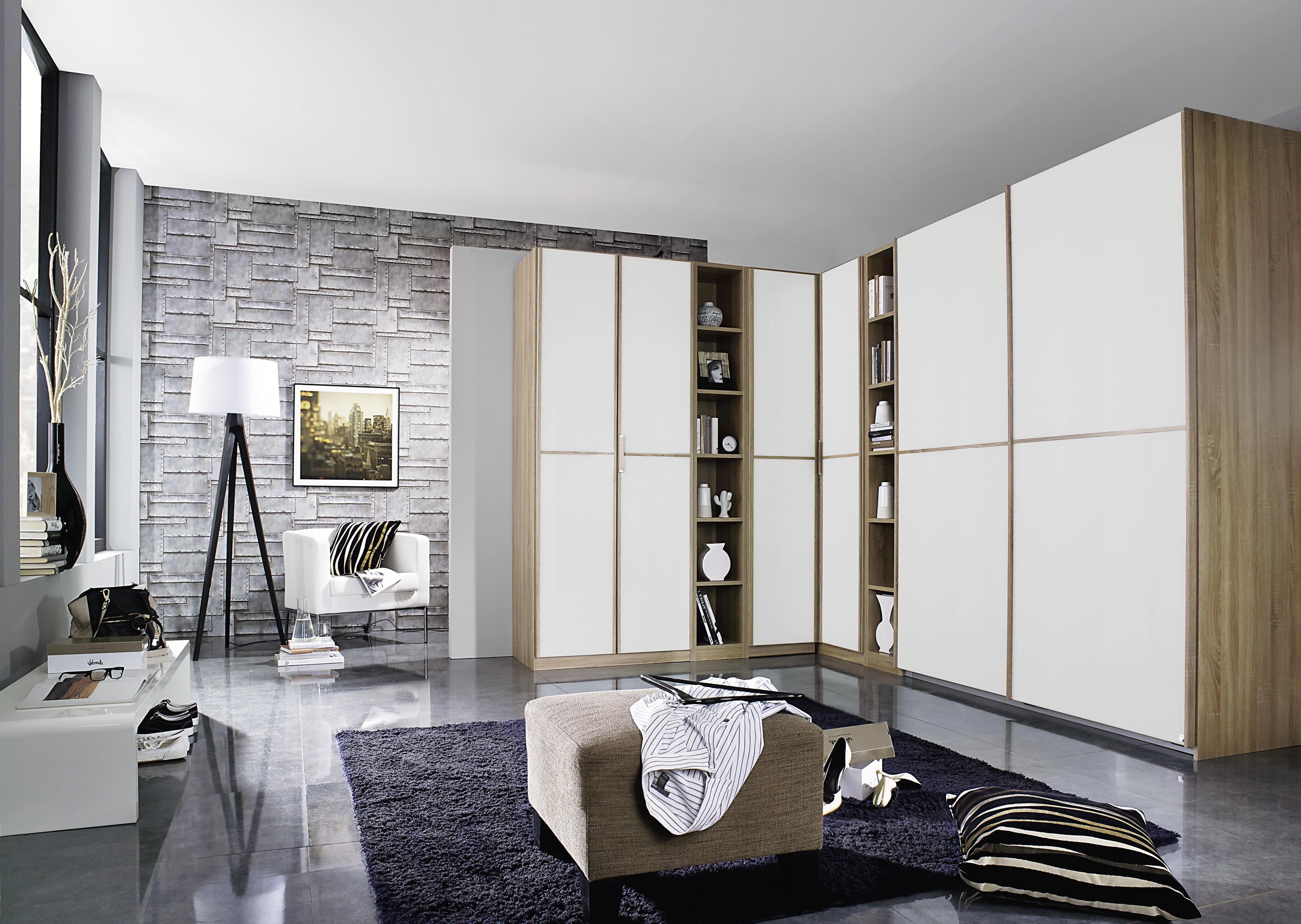 Eckschrank 224x359cm Essensa, Eiche Dekor/Weiß - Weiß/Sonoma Eiche, Design, Holzwerkstoff (224/359cm) - Rauch Möbel