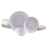 Tafelservice 12tlg. Keramik - Weiß/Grau, Basics, Keramik - Creatable